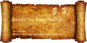 Balázs Hamilkár névjegykártya